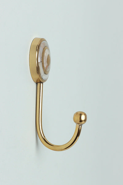 G Decor All Hooks Mother Of Pearl Patterned Gold Brass Coat Hook