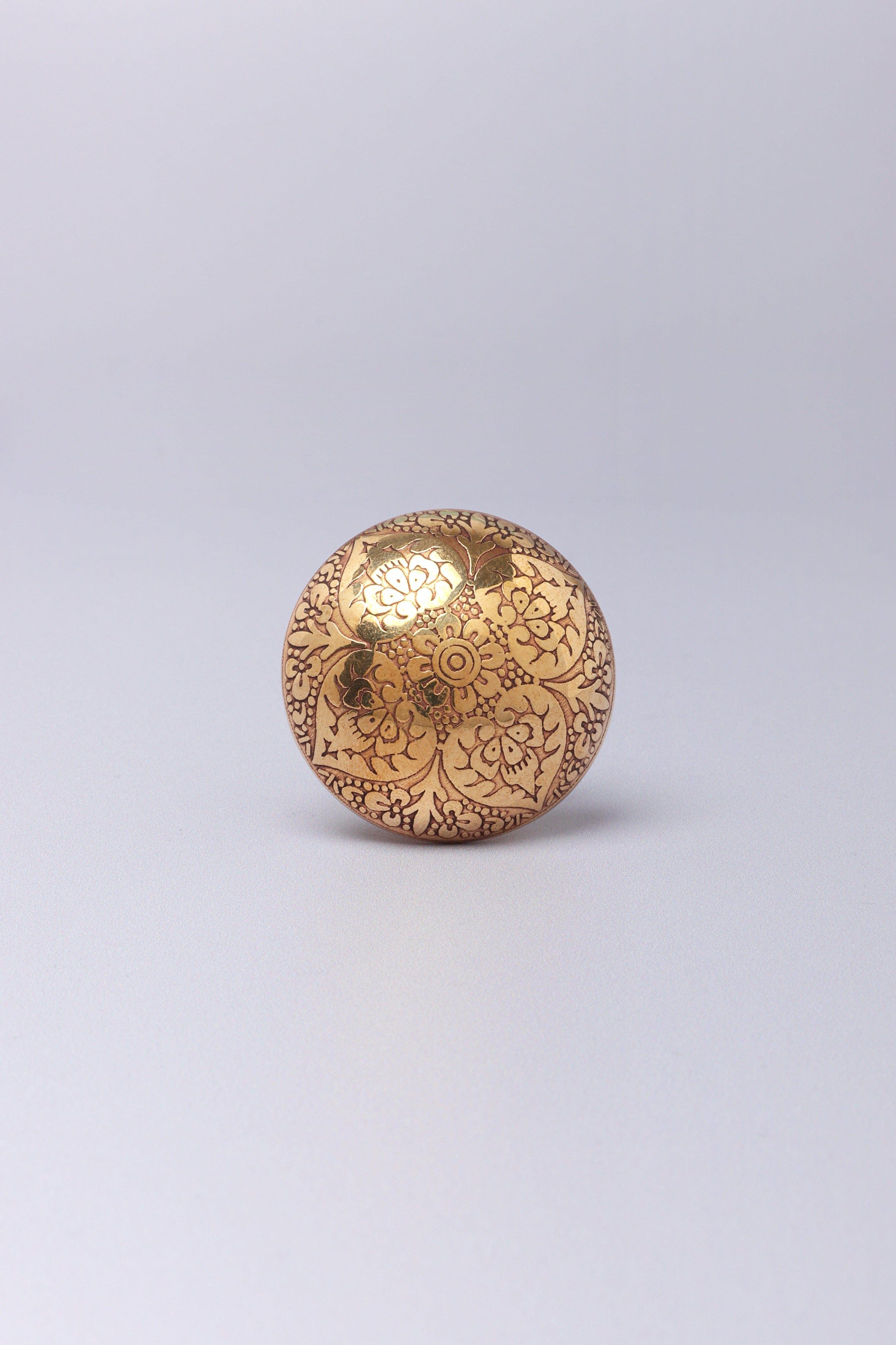Mughal Brass Textured Door Knob, Cupboard, Drawer, and Door Handle - G Decor