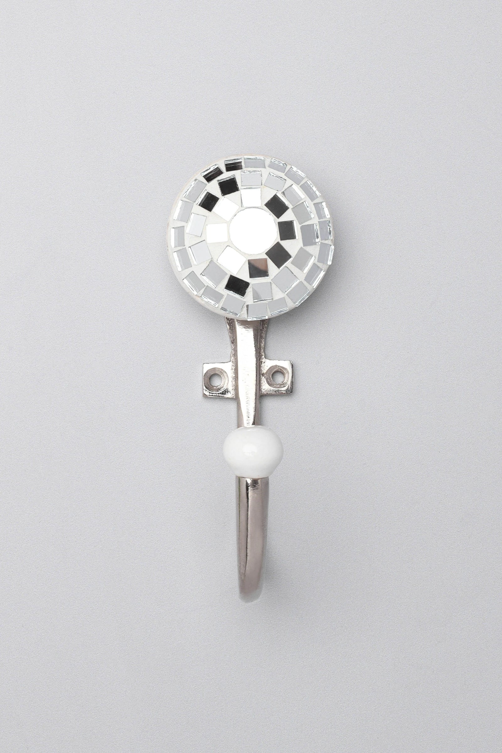 Niva Mosaic Glass and Mirror Tile Wall Hook — close-up view, G Decor