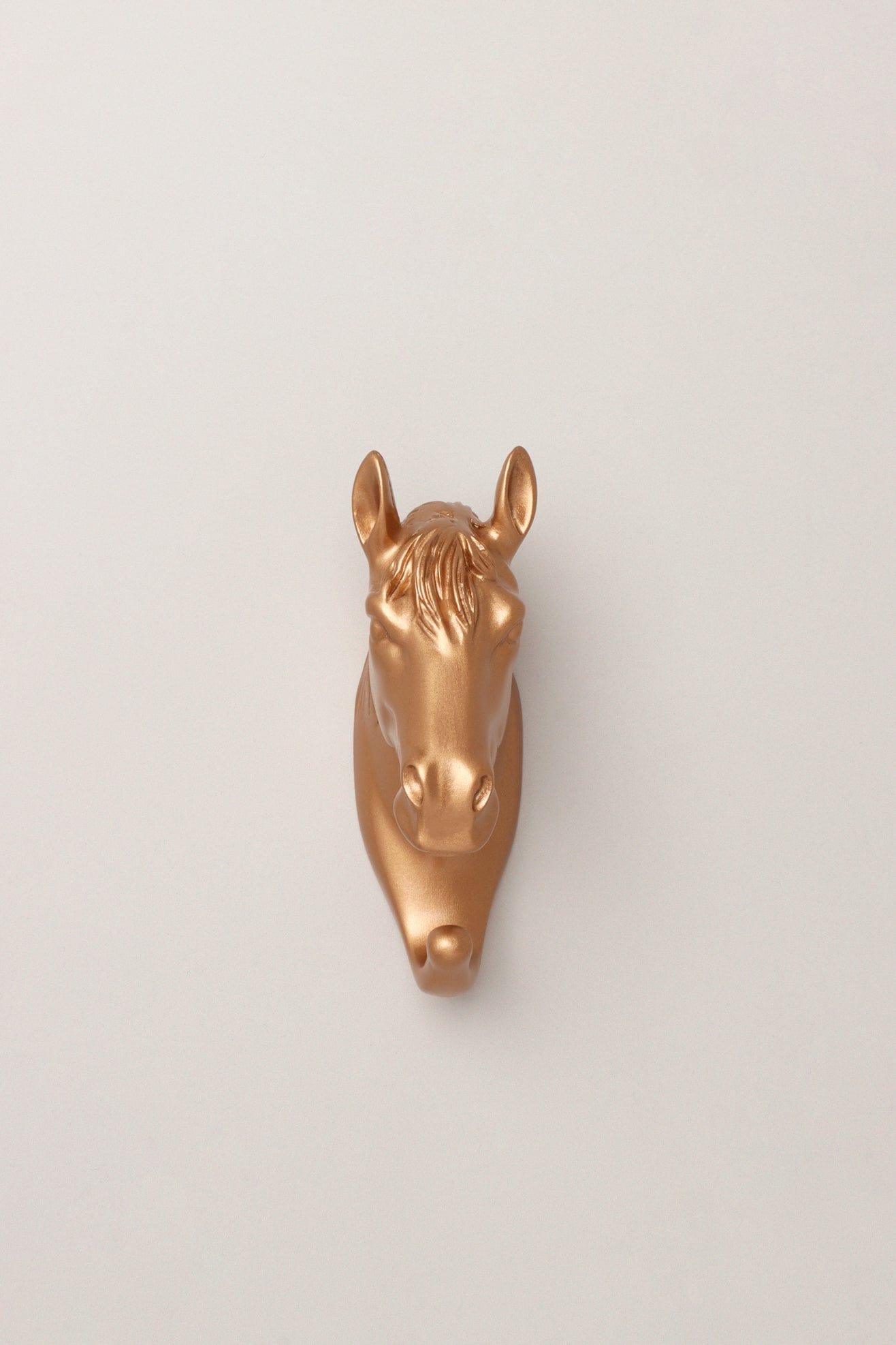 G Decor All Hooks Horse Ornamental Animal Heads Wildlife Bronze Gold Solid Resin Wall Organizer Coat Hook