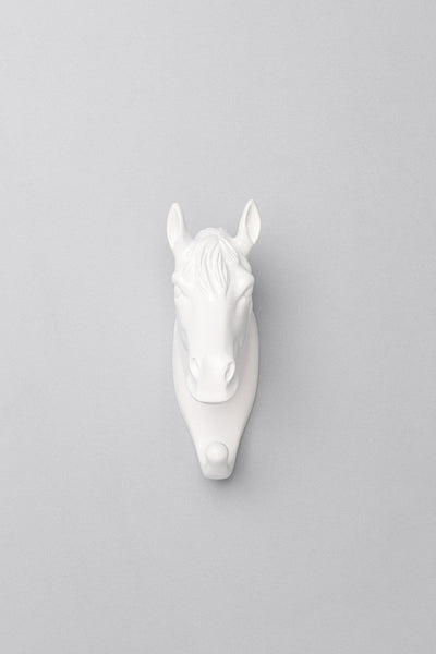 Gdecorstore All Hooks White / Horse Ornamental White Animal Heads Wildlife Solid Resin Wall Organizer Coat Hook