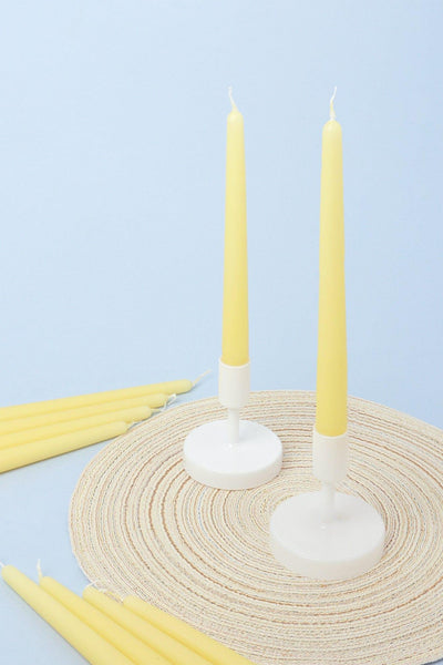 G Decor Candles & Candle Holders Pack Of 10 Matt Pale Yellow Dinner Candles