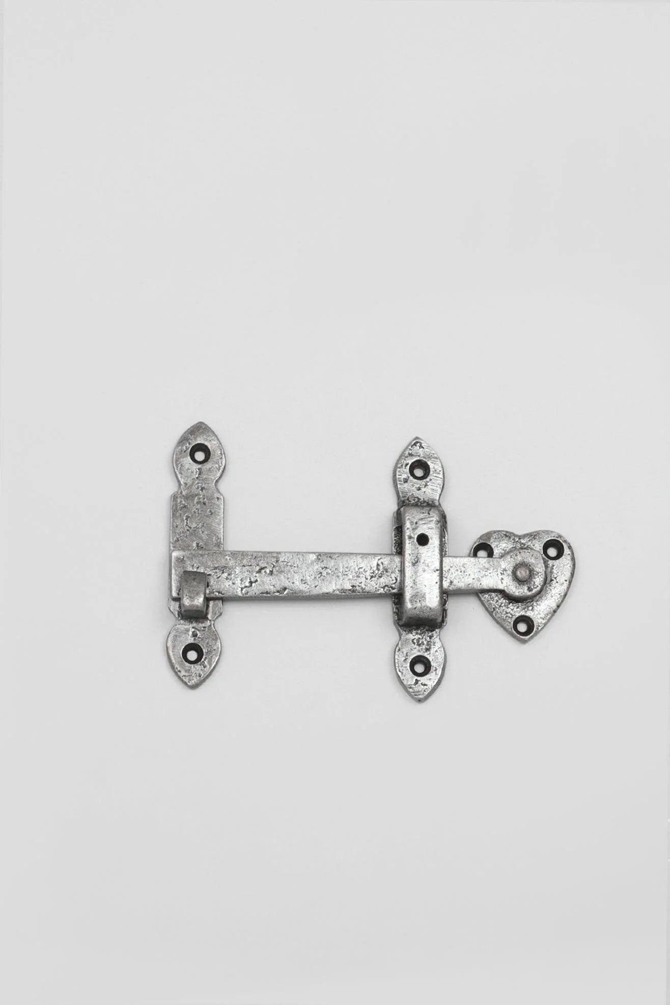 18″ Gothic Tee Hinges and Thumb Latch, Pewter — lifestyle view, G Decor