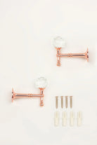 Pair of Faceted Crystal Curtain Holdbacks, Rose Gold — close-up view, G Decor
