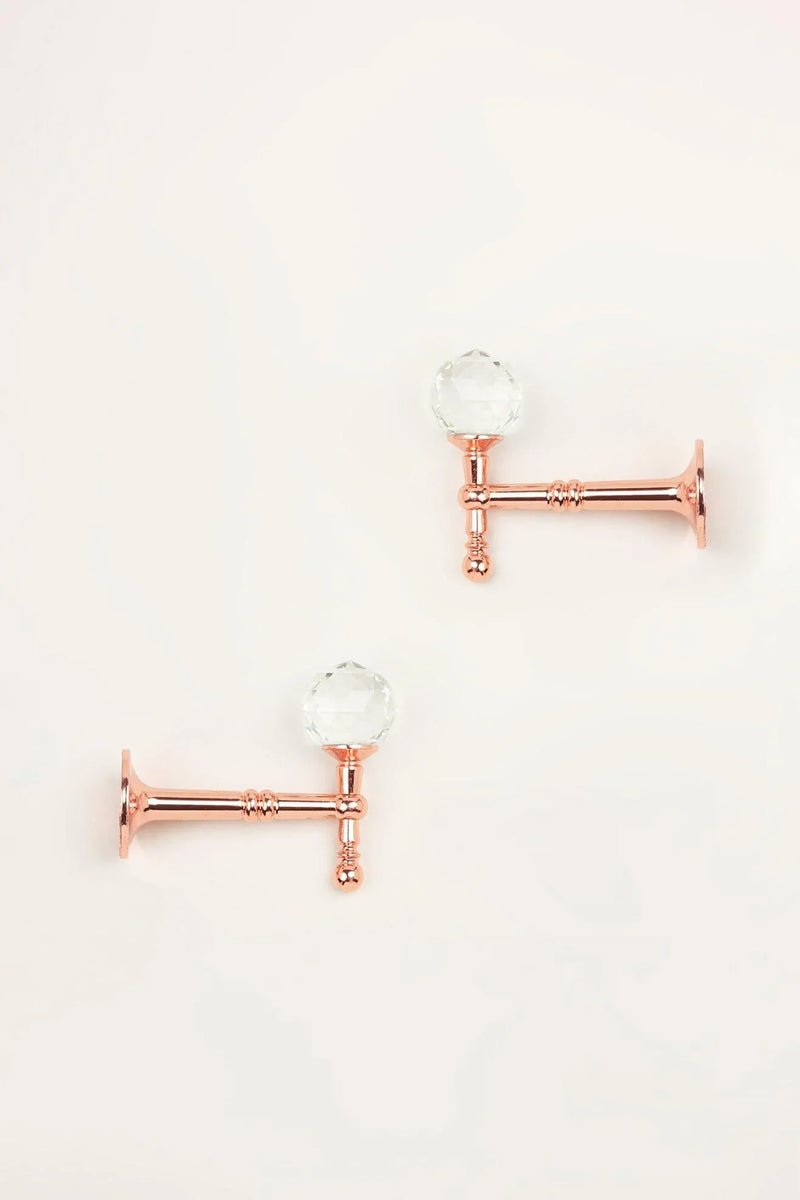 Pair of Faceted Crystal Curtain Holdbacks in Rose Gold