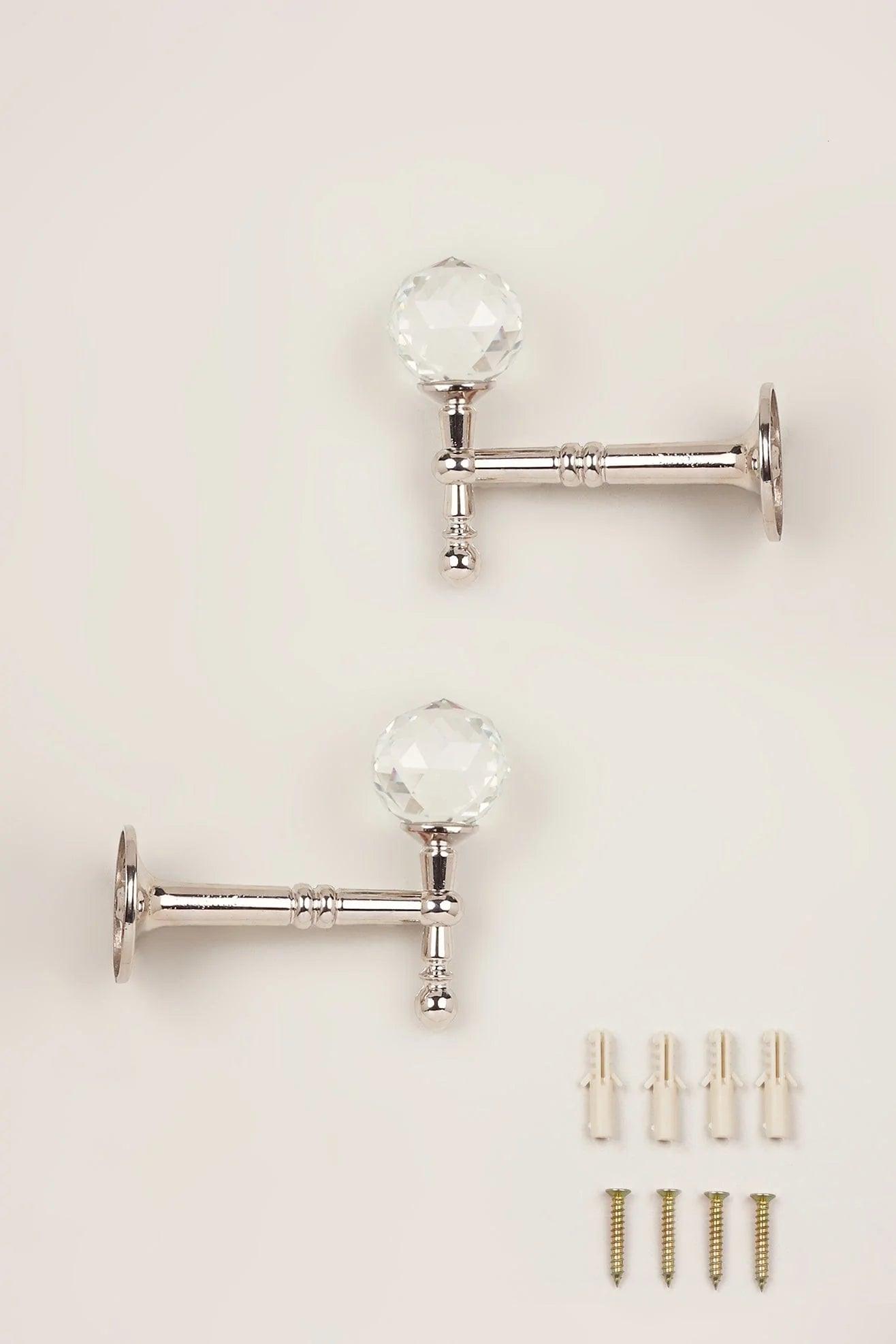 G Decor All Hooks Pack of 2 Faceted Crystal Curtain Tie Backs, Chrome Finish