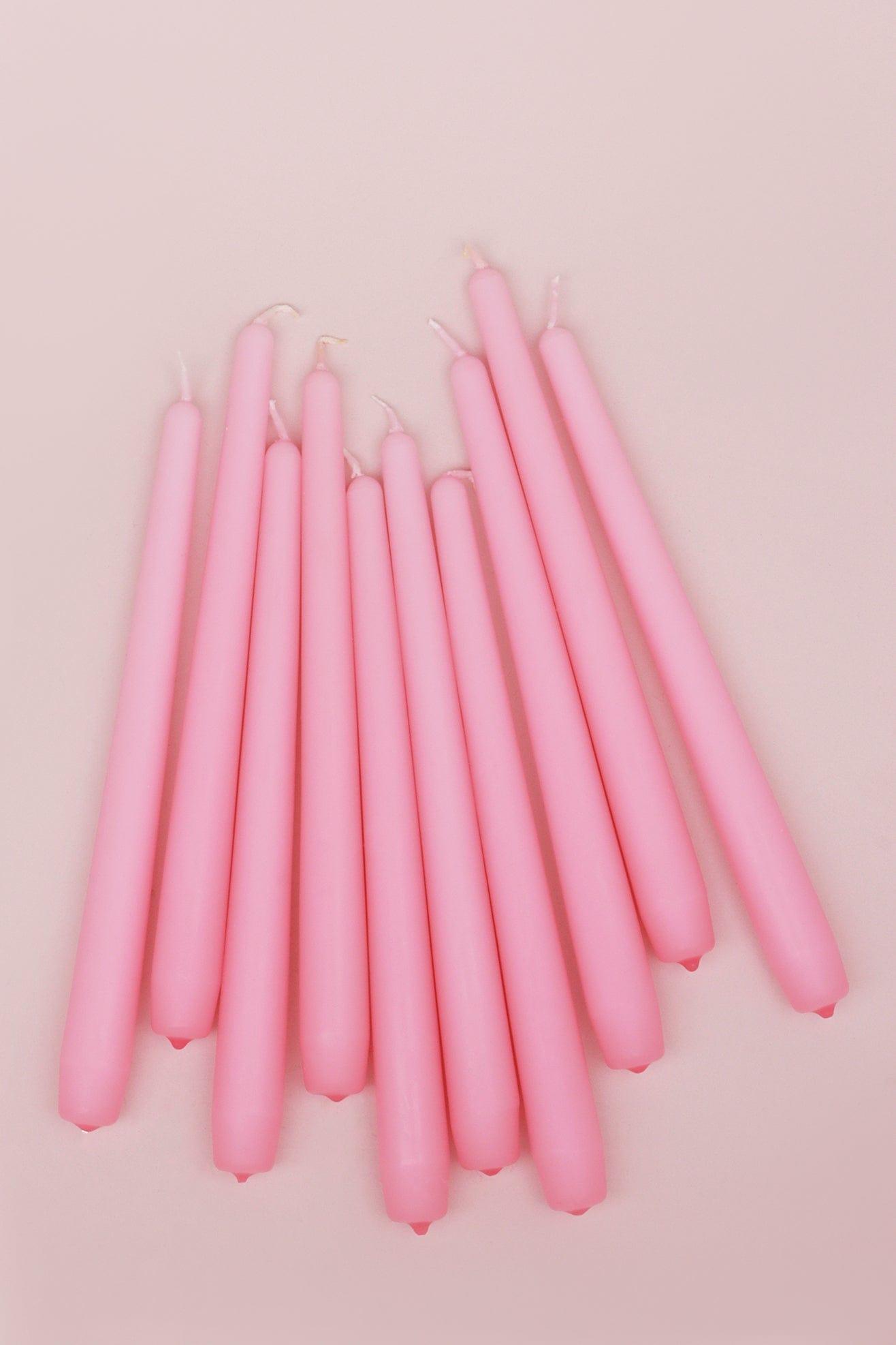 Pastelaria Set of 2, 10 or 20 Baby Pink Tall Pastel Dinner & Taper Candles - G Decor