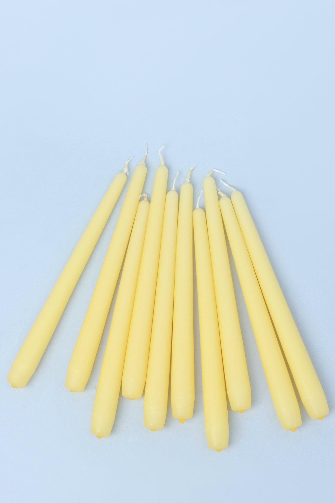 Pastelaria Set of 2, 10 or 20 Sand Yellow Tall Pastel Dinner & Taper Candles - G Decor
