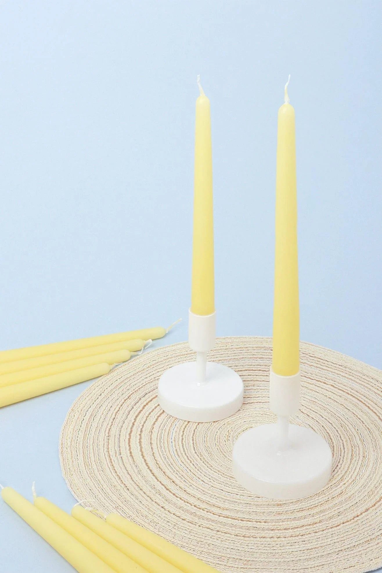 Pastelaria Sand Yellow Tall Pastel Taper Candles — G Decor
