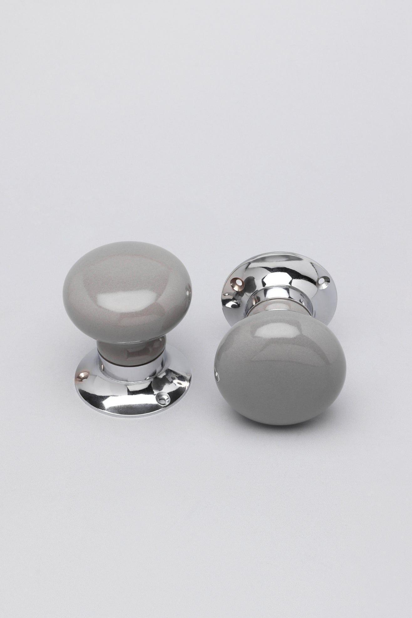 Perfect Edit Dark Grey Handcrafted Ceramic Mortice Door Handles – Internal Turning Knobs for Bedroom, Entry & Interior Doors with Chrome Base - G Decor