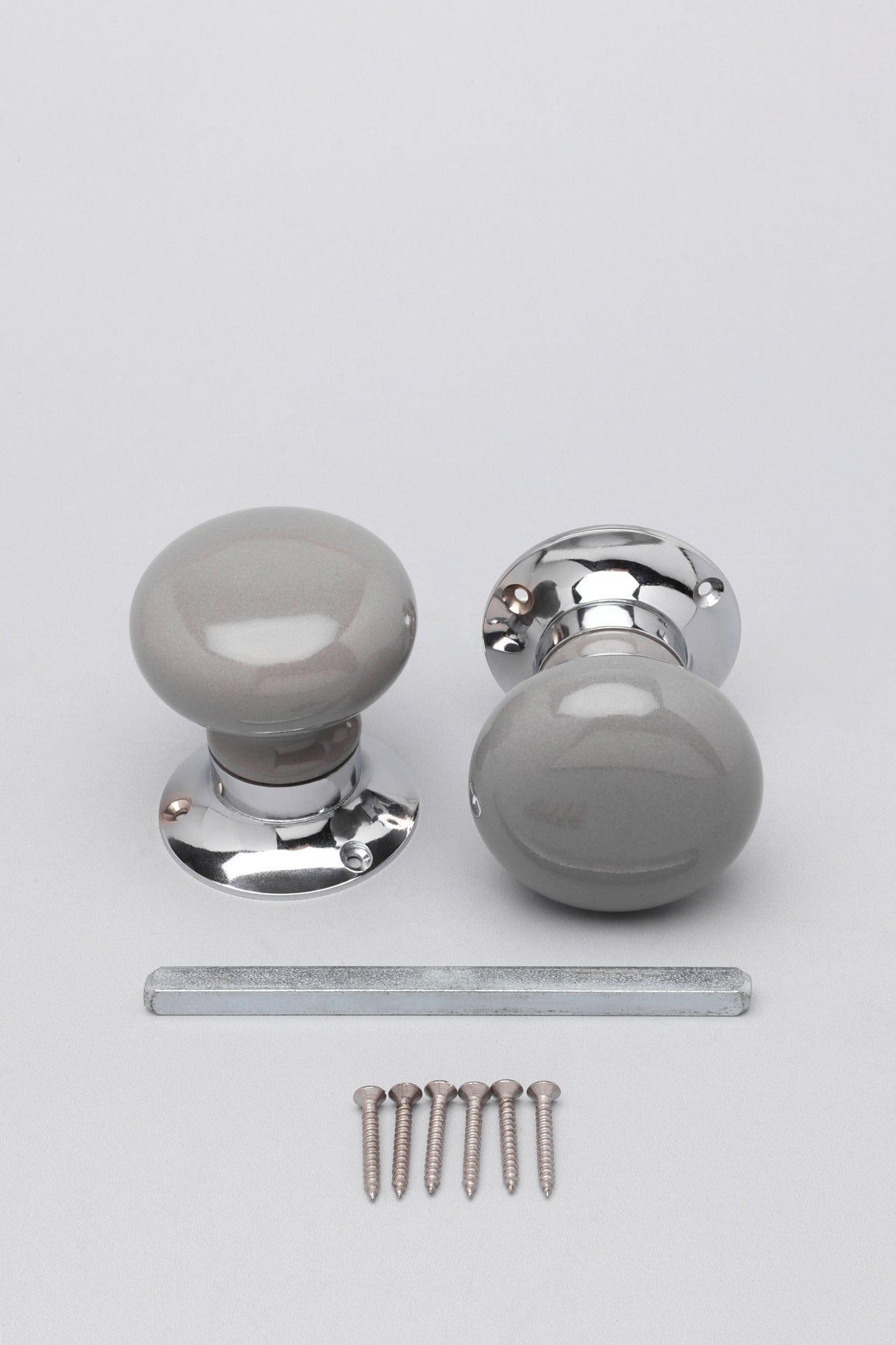 Perfect Edit Dark Grey Handcrafted Ceramic Mortice Door Handles – Internal Turning Knobs for Bedroom, Entry &amp; Interior Doors with Chrome Base - G Decor