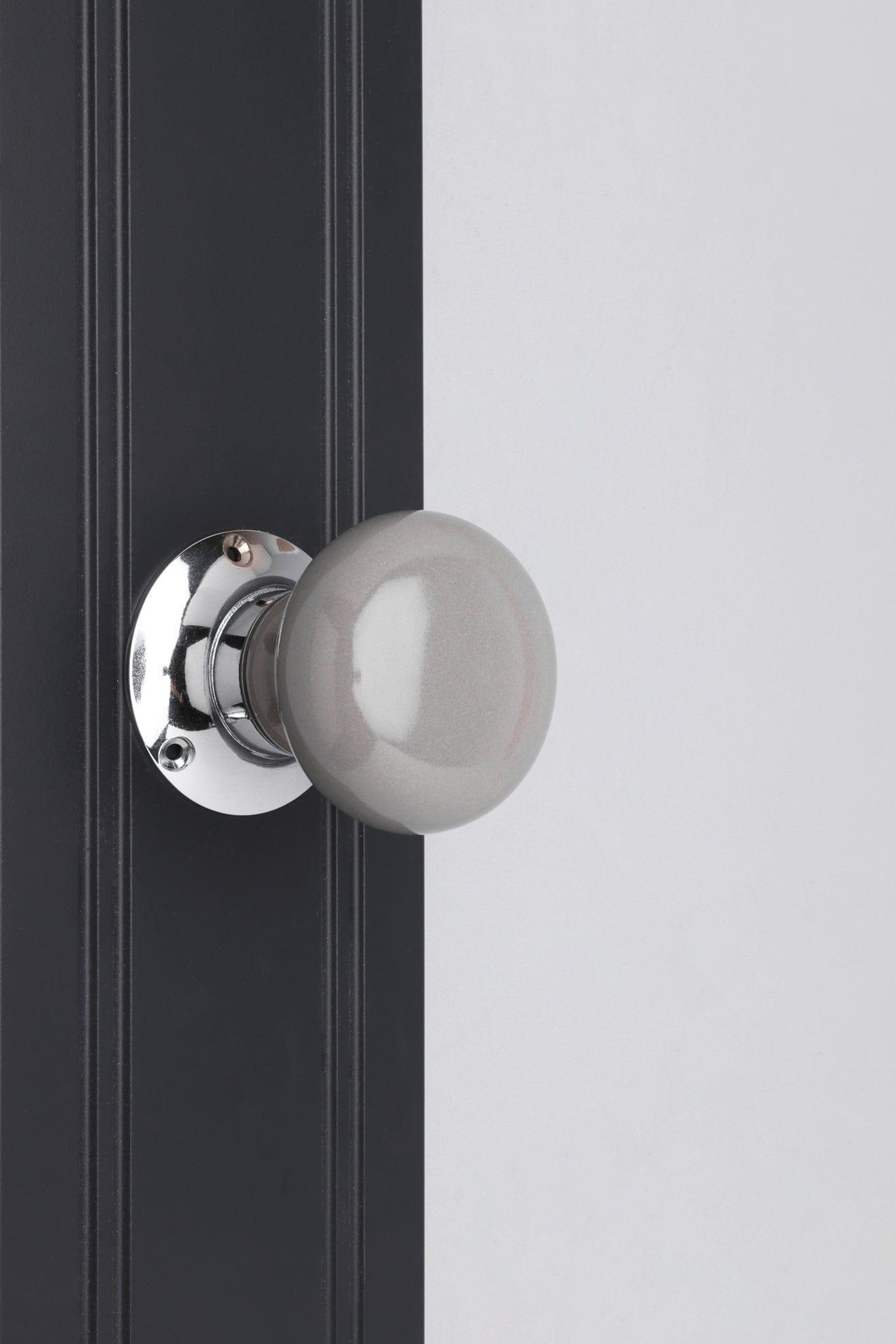 Perfect Edit Dark Grey Handcrafted Ceramic Mortice Door Handles – Internal Turning Knobs for Bedroom, Entry &amp; Interior Doors with Chrome Base - G Decor