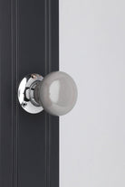 Perfect Edit Dark Grey Handcrafted Ceramic Mortice Door Handles – Internal Turning Knobs for Bedroom, Entry & Interior Doors with Chrome Base - G Decor