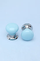 Perfect Edit Light Blue Ceramic Mortice Door Knobs with Chrome Base — view 5, G Decor