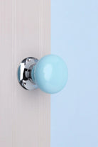 Perfect Edit Light Blue Ceramic Mortice Door Knobs with Chrome Base — alternate view, G Decor