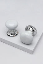 Perfect Edit Light Grey Ceramic Mortice Door Knobs with Chrome Base — G Decor