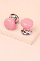 Perfect Edit Pink Ceramic Mortice Door Knobs with Chrome Base — G Decor