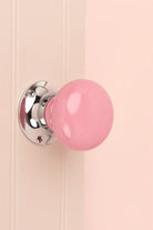 Perfect Edit Pink Ceramic Mortice Door Knobs with Chrome Base — alternate view, G Decor