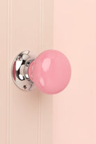 Perfect Edit Pink Set of Handcrafted Ceramic Mortice Door Handles, Internal Turning Knobs for Bedroom & Room Doors with Chrome Base - G Decor