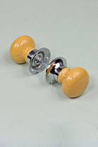 Perfect Edit Sunny Yellow Set of Handcrafted Ceramic Mortice Door Handles, Internal Turning Knobs for Bedroom & Room Doors with Chrome Base - G Decor