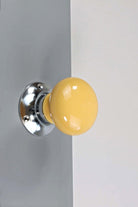 Perfect Edit Sunny Yellow Set of Handcrafted Ceramic Mortice Door Handles, Internal Turning Knobs for Bedroom & Room Doors with Chrome Base - G Decor