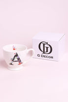 Personalised Blossom Monogram Ceramic Tea & Coffee Cup Alphabet Mug - G Decor