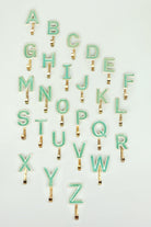 Personalised Handcrafted Monogram Alphabet Green Crackle Glazed Hooks Hand-Painted Ceramic & Antique Finish Brass Letter Wall Coat Hooks - G Decor