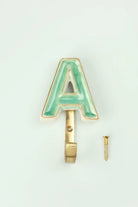 Personalised Green Crackle Monogram Coat Hook in Antique Brass — view 6, G Decor