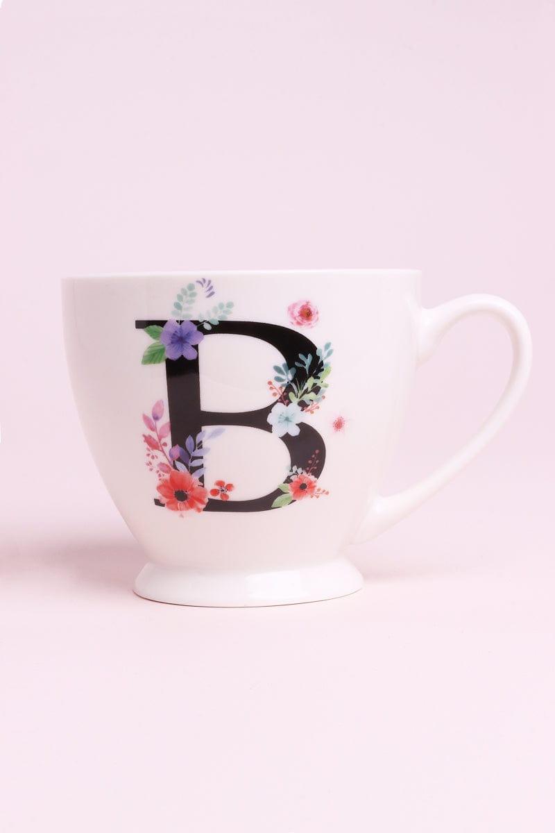Gdecorstore Mugs and Cups Personalized Initial Floral Alphabet Ceramic Tea Coffee XL Cup