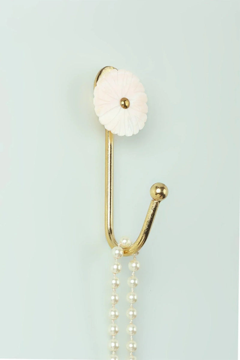 Petaline Mother of Pearl Wall Hook with Brass