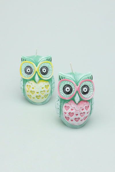 G Decor Candles & Candle Holders Pink and Yellow 3D Owl Cute Couple Figure Candles