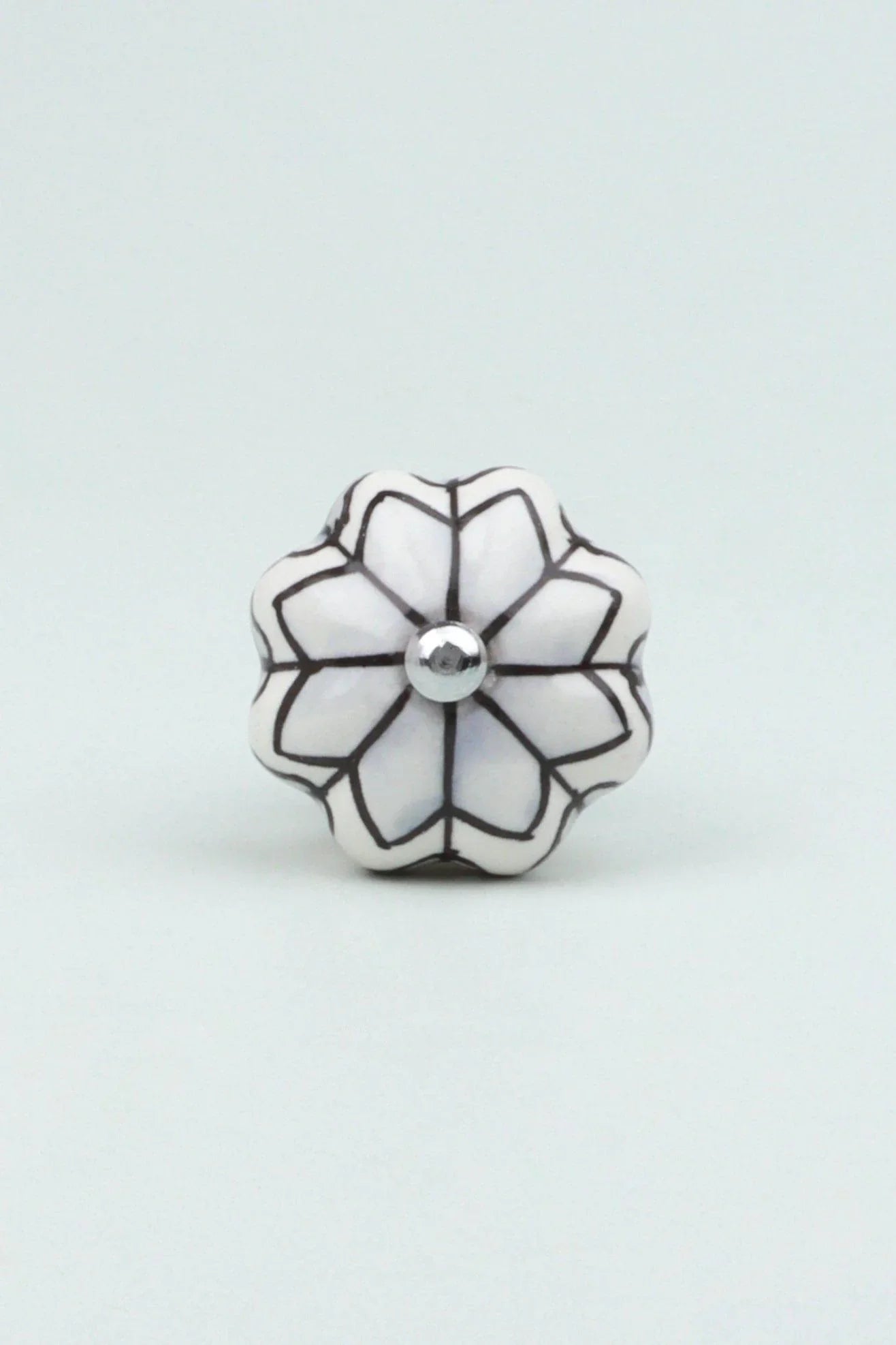 Porcelain Petal Leaves Hand-Painted Ceramic Cabinet Knob — close-up view, G Decor