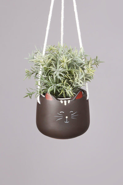 G Decor planters and vases Black Quirky Ceramic Hanging Cat Planter