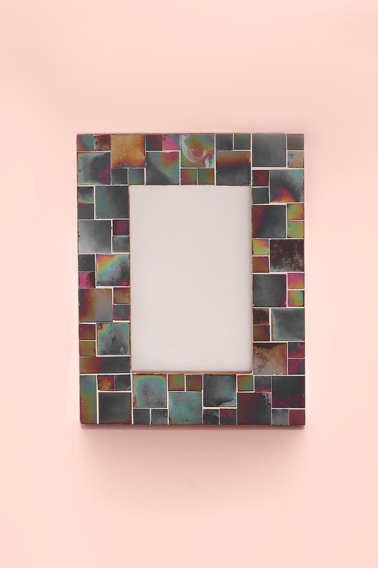 Rainbow Handmade Glass Mosaic Frame Colourful Picture Display - G Decor