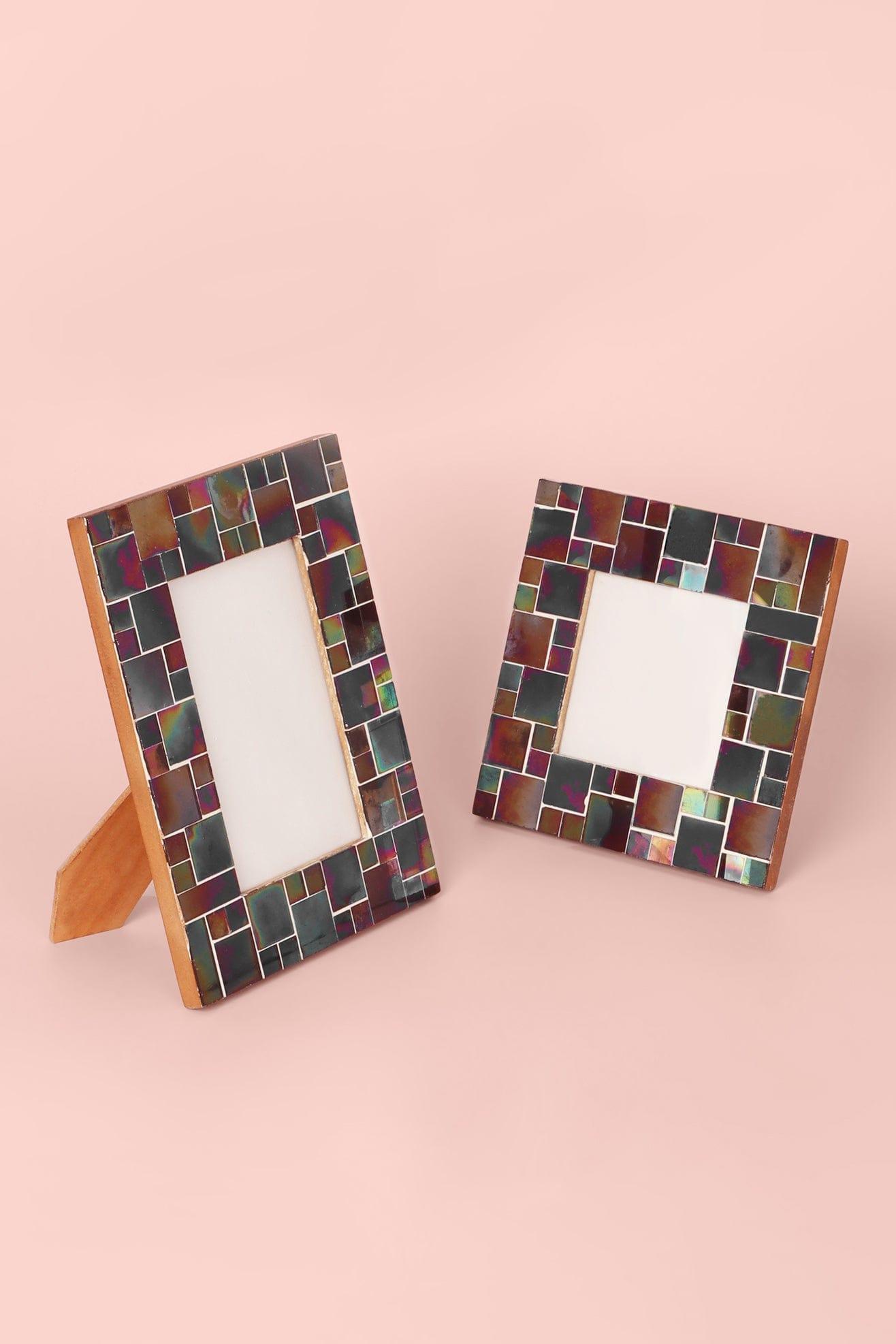 Rainbow Handmade Glass Mosaic Frame Colourful Picture Display - G Decor