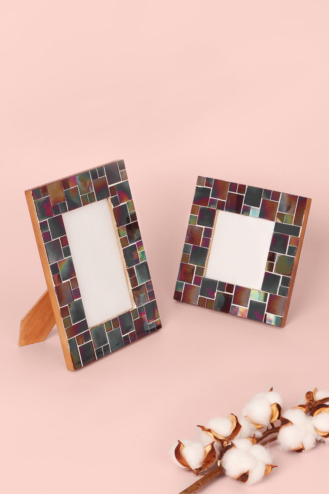 Rainbow Handmade Glass Mosaic Frame Colourful Picture Display - G Decor