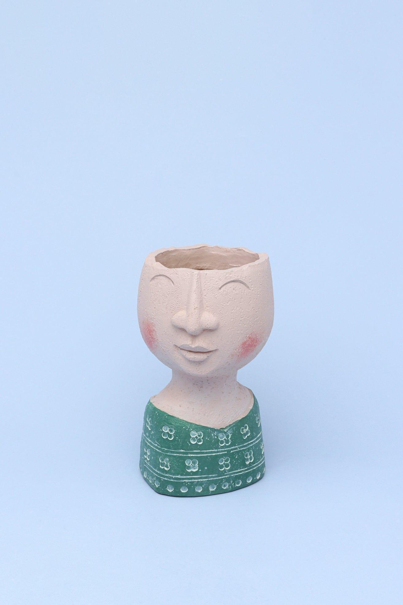 Resin Characteristic Human Family Faces Flower Plant Pot Planter Or Home Decoration Vase - G Decor