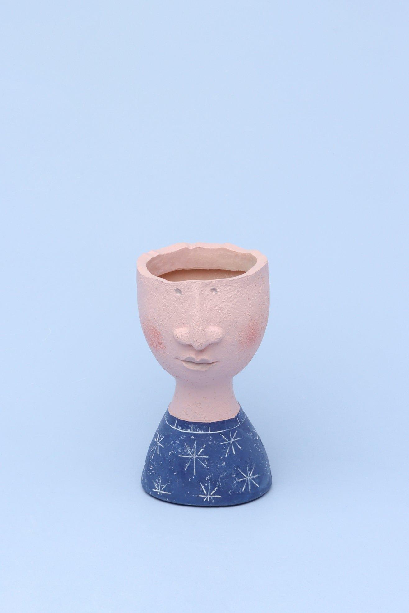 G Decor Vases Blue Resin Characteristic Human Family Faces Flower Plant Pot Planter Or Home Decoration Vase