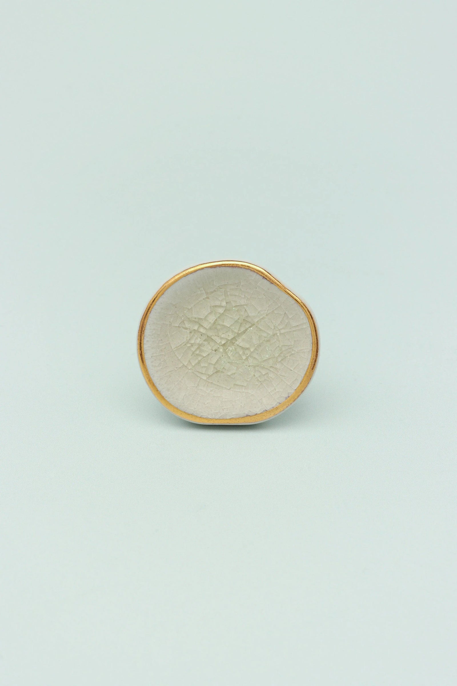 Rhodes Hand-Painted Ceramic Cabinet Knob with Gold Trim — close-up view, G Decor