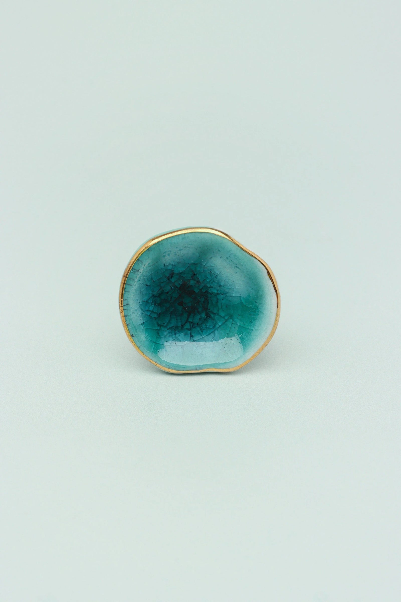 Rhodes ceramic cabinet knob with gold trim close-up — hand-painted detail, G Decor