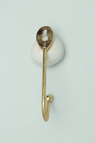Rhodes Ceramic Wall Hook in Crackle Glaze with Brass — view 6, G Decor