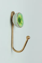 Rhodes Handmade & Handcrafted Ceramic Wall Hook Crackle Glaze with Brass Finish - G Decor