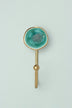 Rhodes crackle glaze wall hook close-up showing brass back plate — G Decor