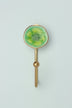 Rhodes Ceramic Wall Hook in Crackle Glaze with Brass — close-up view, G Decor