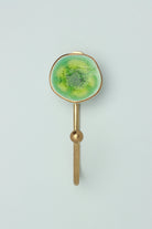 Rhodes Handmade & Handcrafted Ceramic Wall Hook Crackle Glaze with Brass Finish - G Decor