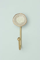 Rhodes Ceramic Wall Hook in Crackle Glaze with Brass — view 5, G Decor