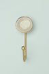 Rhodes Ceramic Wall Hook in Crackle Glaze with Brass — view 5, G Decor