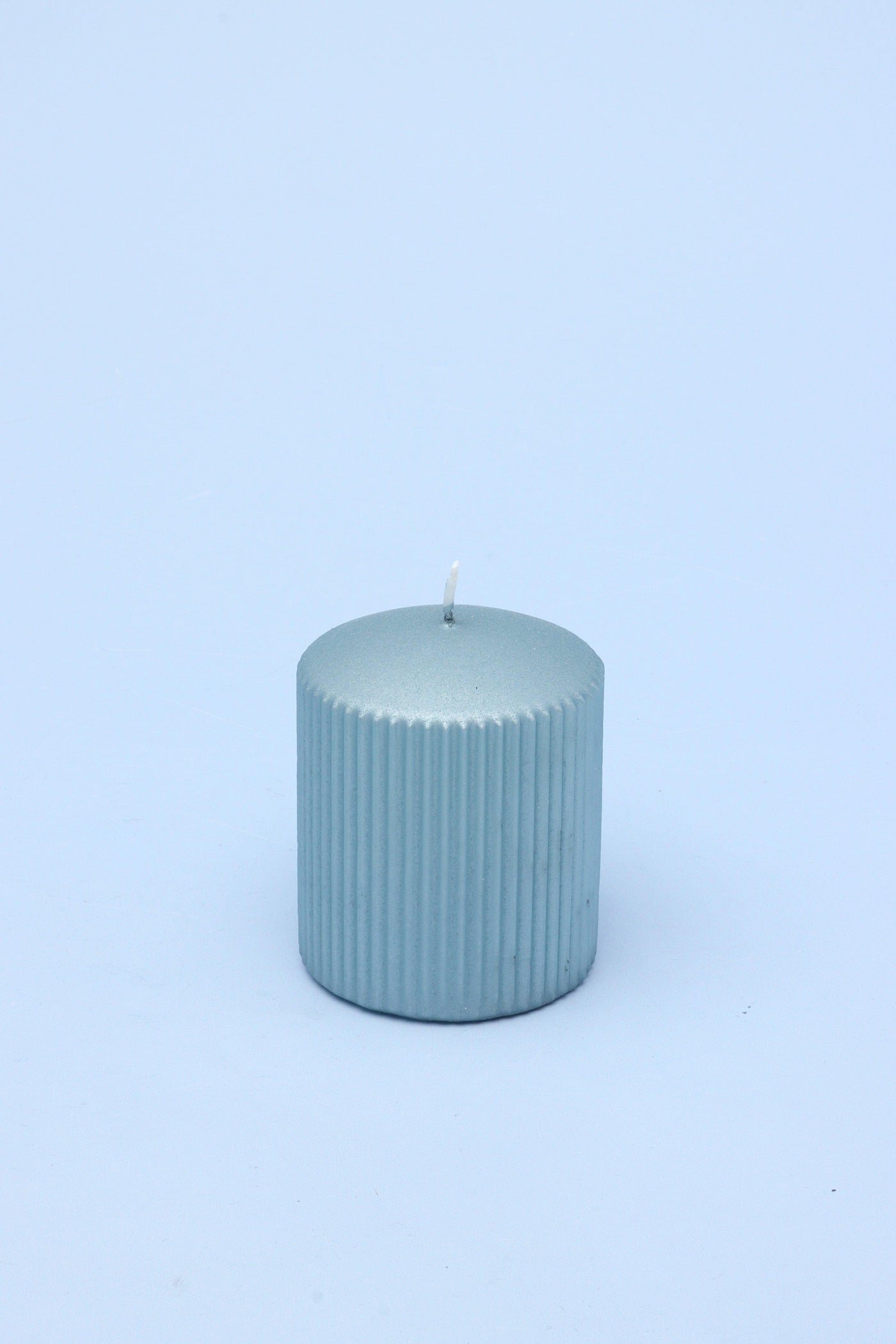 G Decor Candles Blue / Small Ribbed Pastel Blue Pillar Shimmer Candle