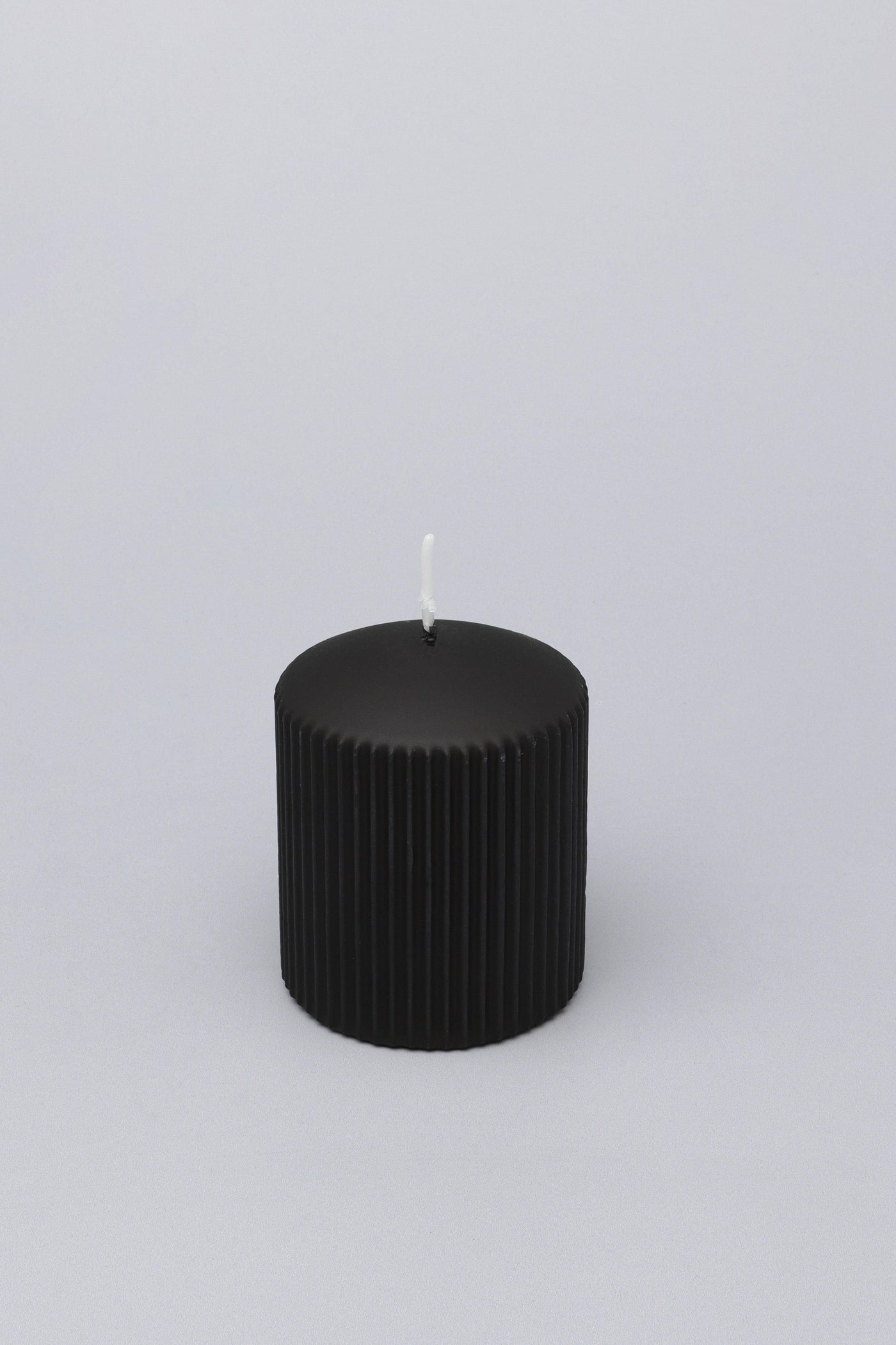 Gdecorstore Candles Black / Small Ribbed Textured Jade Black Gothic Vintage Pillar Candle