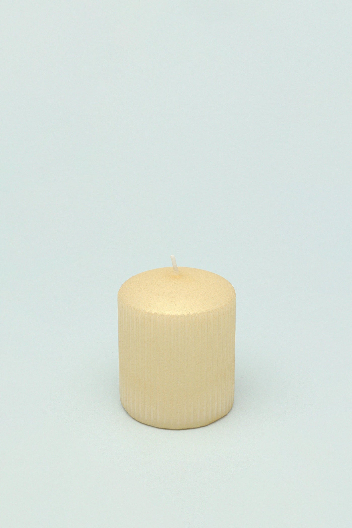 G Decor Candles Yellow / Small Ribbed Pastel Yellow Pillar Shimmer Candle